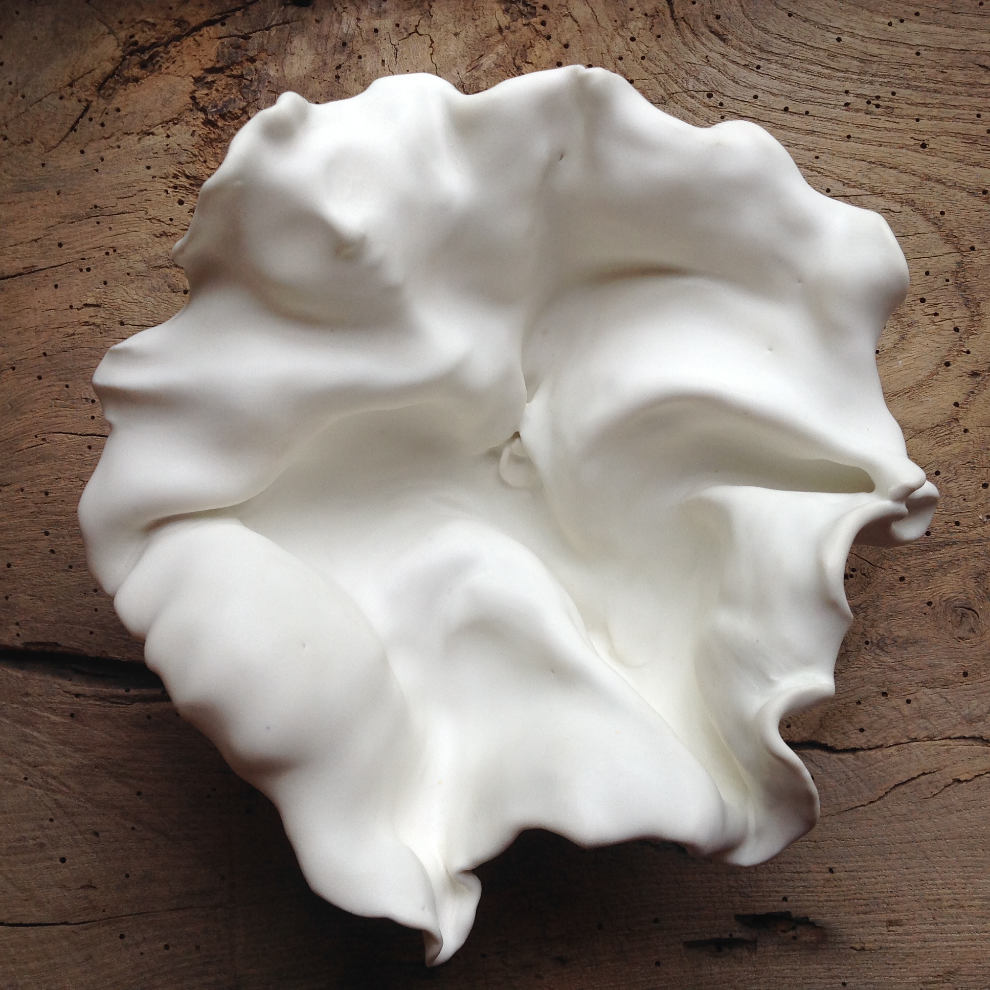 a white porcelain bowl inspired by a pansy